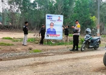 Panwaslu Air Salek Bersama Lintas Instansi Gelar Operasi Penertiban Alat Peraga Sosialisasi